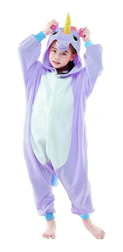 Pijama Mameluco  Unicornio Morado Con Gorrito Infantil