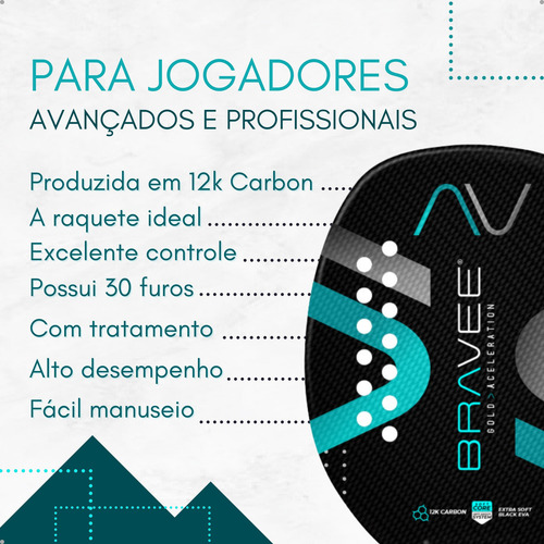 Raquete Beach Tennis 12 Bravee + Capa Cor Cinza