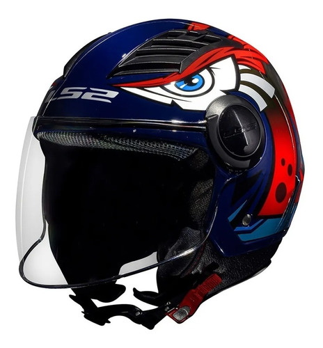 Capacete Aberto Ls2 Of562 Airflow Tribal Laranja Olho Azul