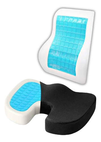 Cojin Espaldar Lumbar Viscoelástico Gel + Asiento Ergonómico