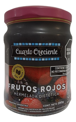 Mermelada Frutos Rojos Stevia Sin Tacc Cuarto Creciente 280g