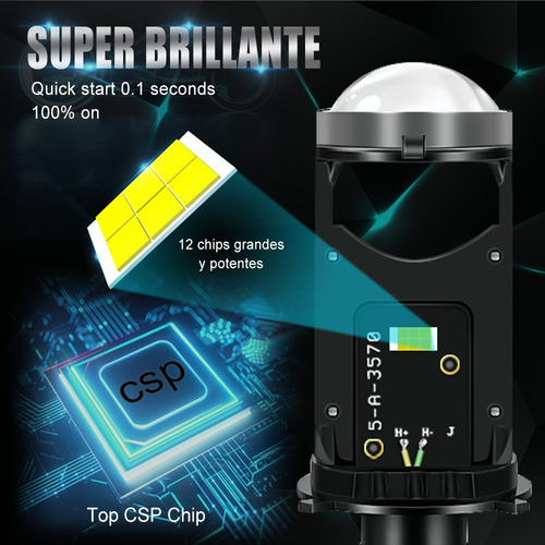 Faros Led H4 Hb2 9003 Tipo Lupa Para Moto Luz Altas Y Bajas