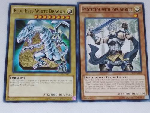 Blue Eyes White Dragon + Protector With Eyes Of Blue Yugioh 