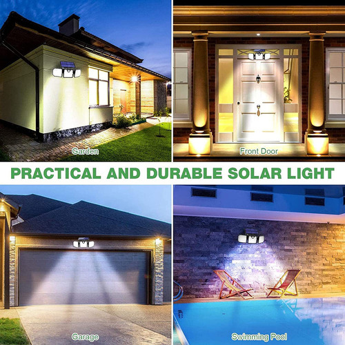 Luz Solar Externa Led 230 Com 3 Cabeças Ip65 À Prova D'água