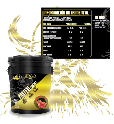 Proteína Whey Hidrolizada Isolate Vikingo 5kg Varios Sabores Fresa