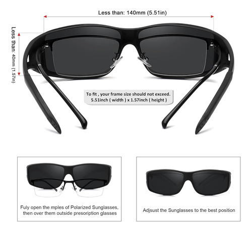 Gafas De Sol Meetsun Fit Over Glasses Para Hombre Y Mujer...