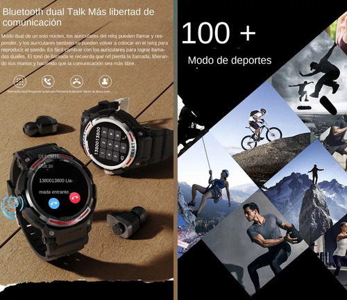 Gh Reloj Inteligente Para Hombre Bluetooth 2 En 1 Con Audífonos