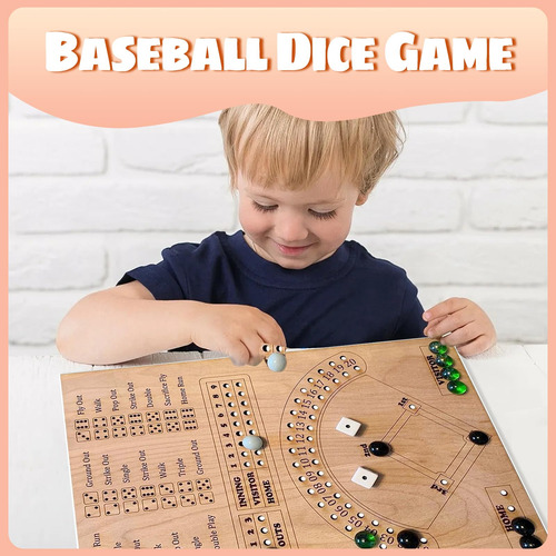 Juego De Mesa Gaomeida, Dados De Béisbol De Madera Con Canic