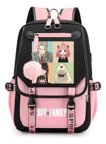 Mochila Anime Spy Playhouse-con Capacidad Usb