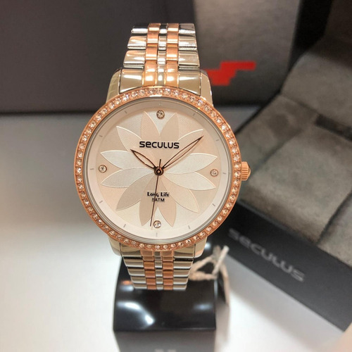 Relógio Seculus Long Life Bicolor Feminino 28930lpsvga2