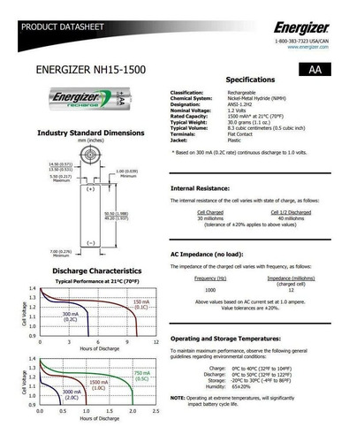 Imagen 9 de 9 de Pilas Recargables Energizer Aa 2000 Mah Blister 2 Unidades