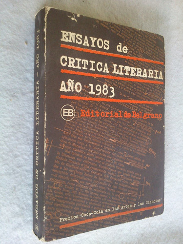 Ensayos De Crítica Literaria Año 1983. Aa. Vv.