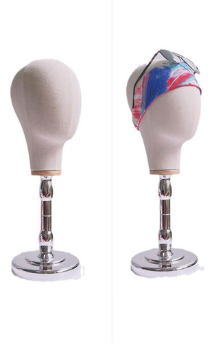 Soporte Para Cabeza De Peluca, Modelo De Base Beige W Argent