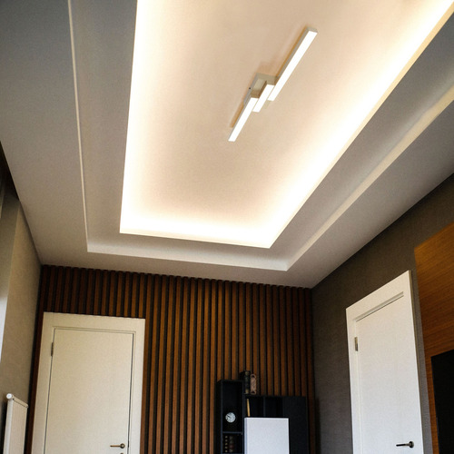 Plafon Linear Plx025 Luminalux 80cm Bivolt P/ Sala Moderna Estrutura Prata