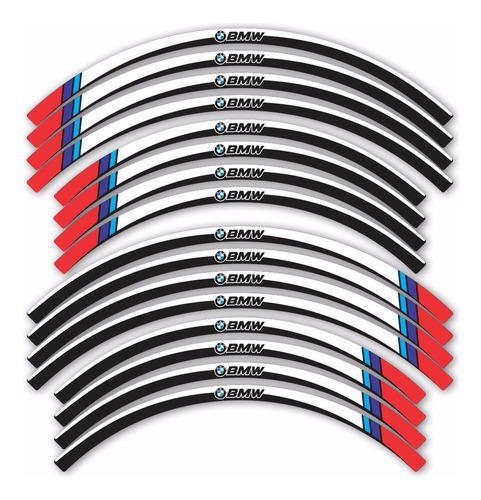 Adesivo Friso Refletivo Trilha Compatível Com Bmw Mtfri03 Cor Tricolor Roda Friso