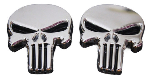 2 X Metal Punisher 3d Cráneo Logo Etiqueta Insignia Coche Cu