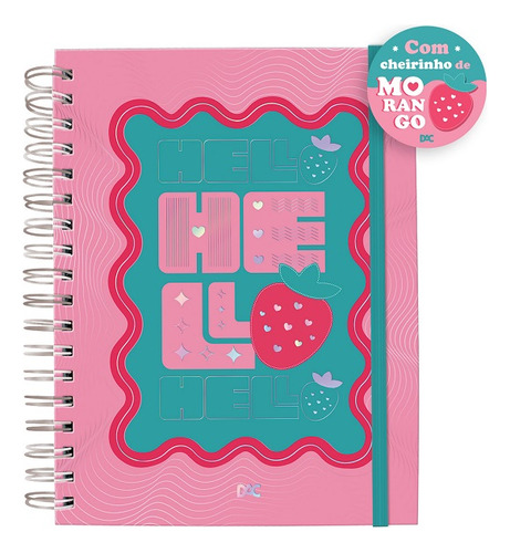 Caderno Smart Colegial Hello C/aroma Morango Fls Tira E Põe