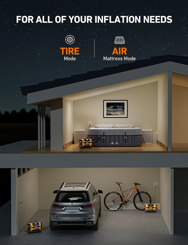 Inflador De Neumáticos Portatil150 Psi Con Motores Y Luz Led