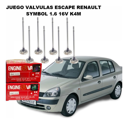 Juego Valvulas Escape Renault  Symbol 1.6 16v K4m