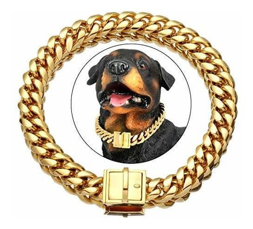 Nikpet Collar De Cadena De Perros De Oro Metal De 18k Gcmmz