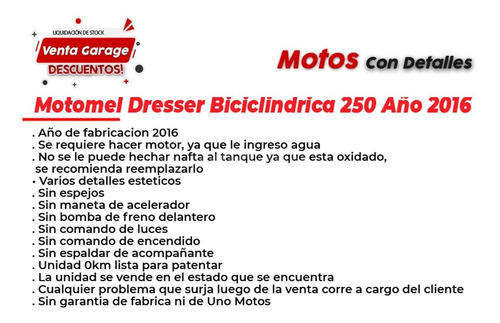 Imagen 2 de 19 de Motomel Dresser 250 Bicilindrica Aã±o 2016 0km Ventagarage