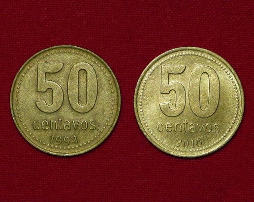 2 Moneda Argentina 50 Centavos En Unión Y Libertad 1994 2010