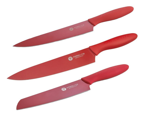 Juego Set 3 Cuchillos Boker Chef Antiadherente Cocina Color