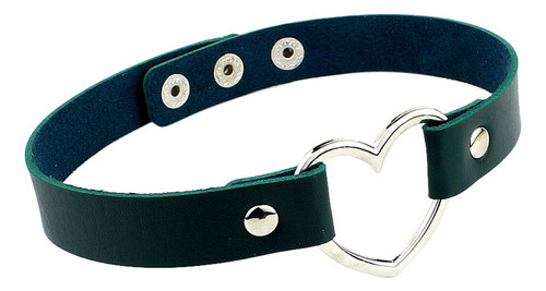 Collar De Piel P Punk Con Cadena En Forma De Corazón Love Je