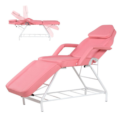 Cama Masaje Silla Para Faciales Reclinable Spa Profesional Color Rosa