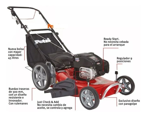 Cortadora De Cesped Petri 6.75 Hp 3 En 1 Trituradora Bolsa