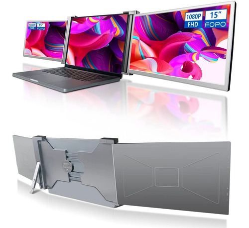 2 Pantallas Para Laptop Portátil Doble Monitor 15'' 1080p Hd