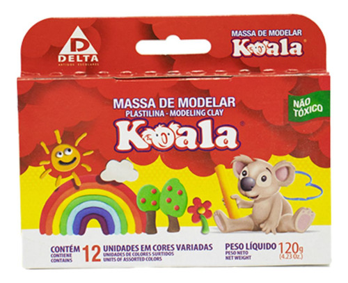 Massinha De Modelar Koala 120g 12 Cores Kit 6 Pacotes Delta Cor Colorida