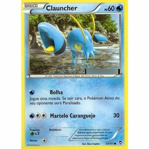 Clauncher - Pokémon Água Comum - 23/111 - Pokemon Card Game