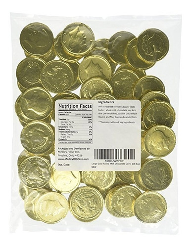 Oro Foiled Grandes Chocolate Con Leche Monedas 1lb Bolsa