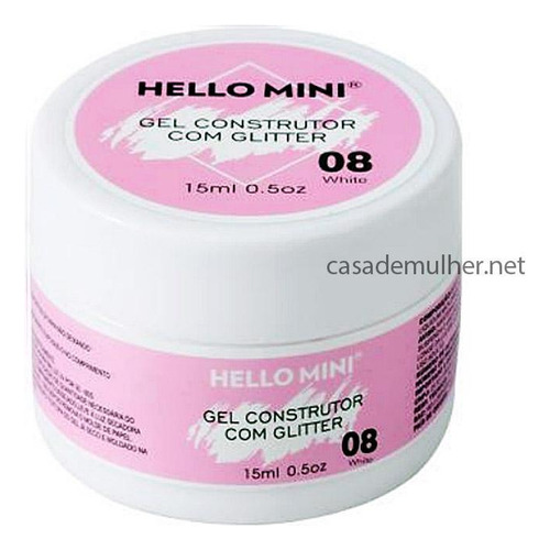 Gel Construtor Com Glitter White 08 15ml Hello Mini Hj205-8