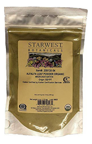 Polvo De Hoja De Alfalfa Orgánico - 4 Oz (starwest Botanica