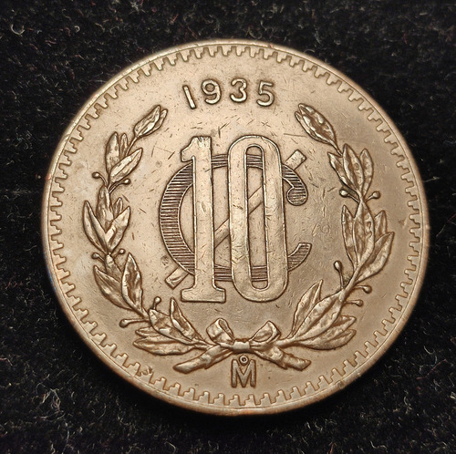 10 Centavos Monograma 1935, En Cobre.