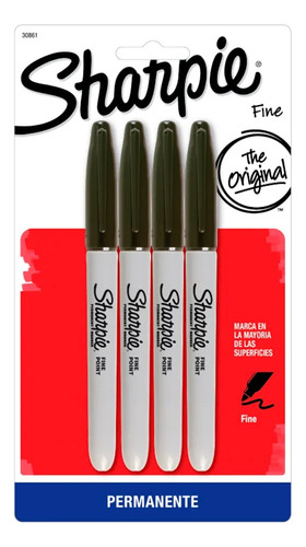 Marcador Punta Fina Sharpie Negro Blister 4 Unidades