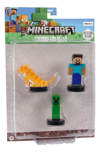 Pack De 3 Figuras Timbre Minecraft - Steve