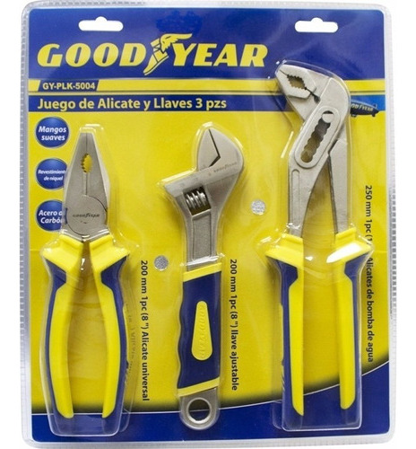 Set De 3 Piezas Goodyear Gy-plk-5004 Pinza Llave Pico Loro