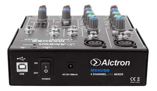 Alctron Mx4usb Mezcladora 4 Canales Con Interfaz Usb
