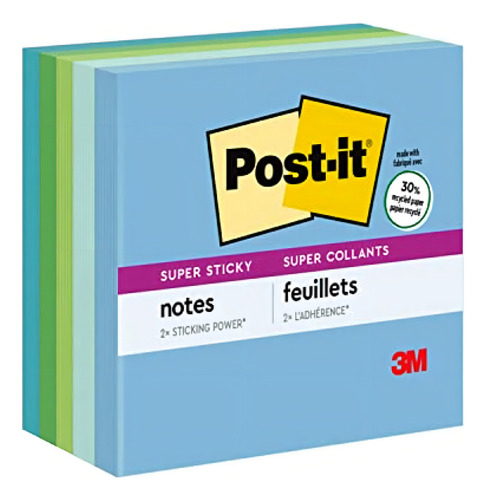 Notas Adhesivas Notas Recicladas Post-it Super Sticky, 3x3