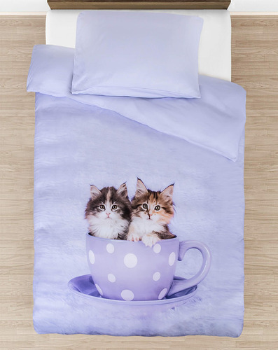 Juego De Funda Nórdica Tea Cup Kitties Niños Pequeño...