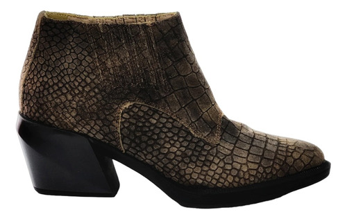 Botineta Capri Croco Chocolate Texana Mujer