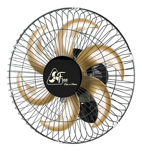 Ventilador de parede Venti-Delta Grade de aço preto com 6 pás cor  dourado, 40 cm de diâmetro 127 V/220 V