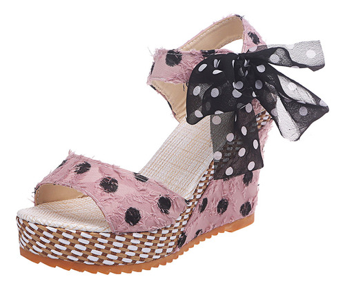 Sandalias De Tacón De Cuña Con Plataforma Para Mujer, Zapato