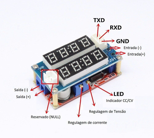 Fonte Regulada Conversor Step Down Pwm Cc Cv Led Display 5a