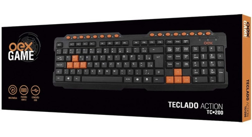 Imagem 2 de 2 de Teclado Gamer Usb Teclas Macias E Silenciosas Preto/laranja