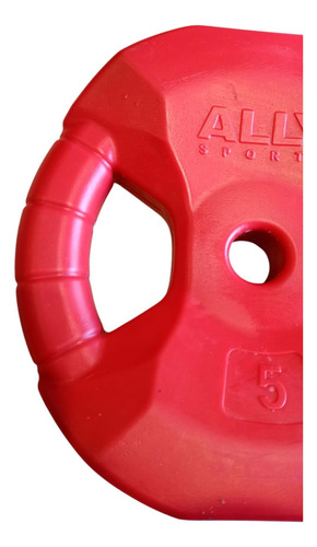 Kit 4 Discos 5kg C/u Pvc Con Agarre Body Pump Fitness Gym Rojo