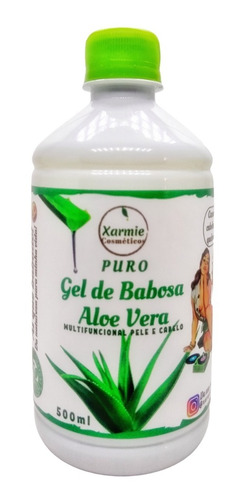 Puro Gel De Babosa Aloe Vera 100% Natural Pele E Cabelo 500g